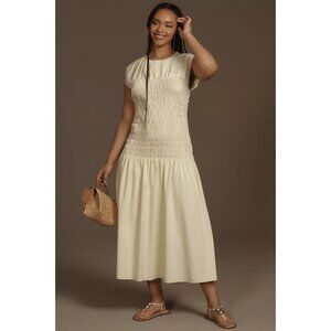 NWT Anthropologie Mare Mare Sleeveless Smocked Dress XL Yellow Maxi Vacation